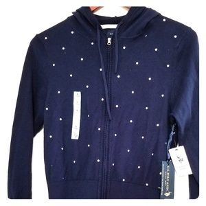 Navy zip hoodie sweater/cardigan.
